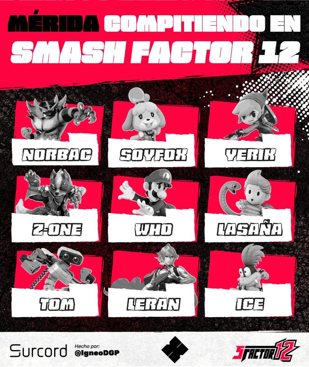 Surcord (@smashsurcord) on Twitter photo Mérida esta lista para competir en Smash Factor 12 llevando algunos a competir por primera vez fuera de la peninsula! Mérida esta lista para competir en Smash Factor 12 llevando algunos a competir por primera vez fuera de la peninsula!