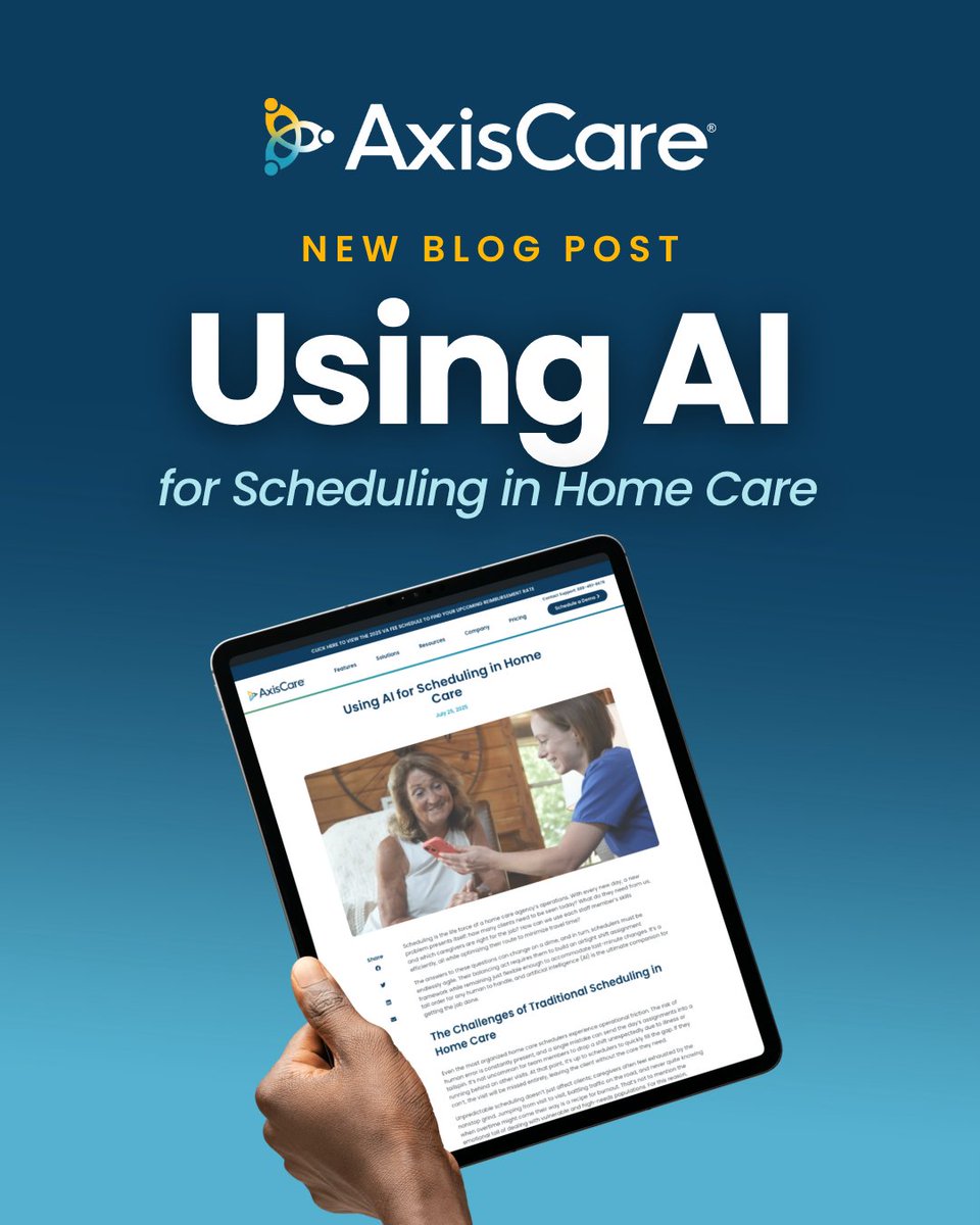AxisCareUS's tweet image. AI isn’t here to replace home care schedulers. It’s here to improve shift management with automation 🤖 Why not take tedious admin off team members’ plates and let the algorithm do the heavy lifting? Here’s how: bit.ly/3TZXNGj
#Homecare #Automation #SchedulingSolutions