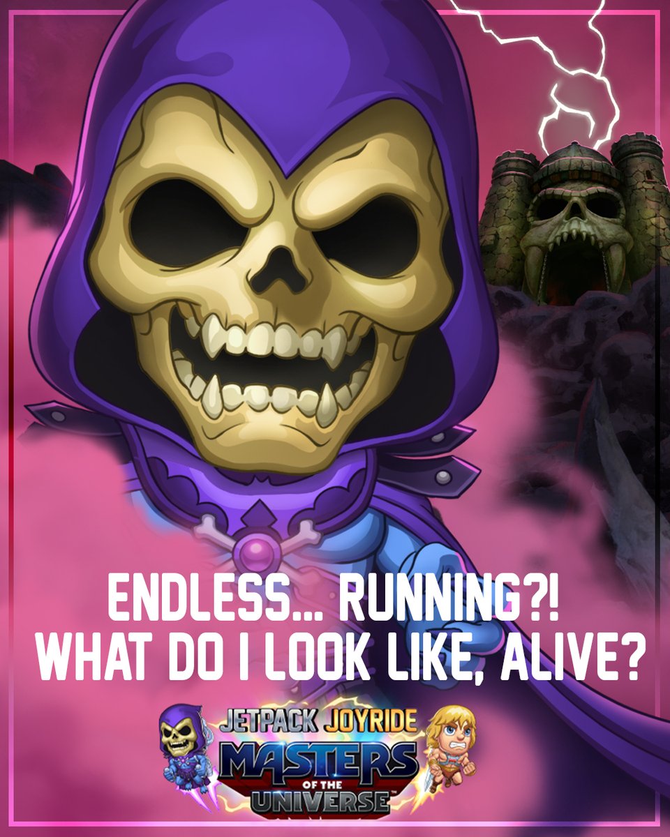 Halfbrick's tweet image. Coming soon: Jetpack Joyride, Masters of the Universe event.
 
A collab so powerful even Skeletor said &apos;wait, we&apos;re doing what now?&apos;

What is this? 💀halfbrick.link/JJxMOTUsoc