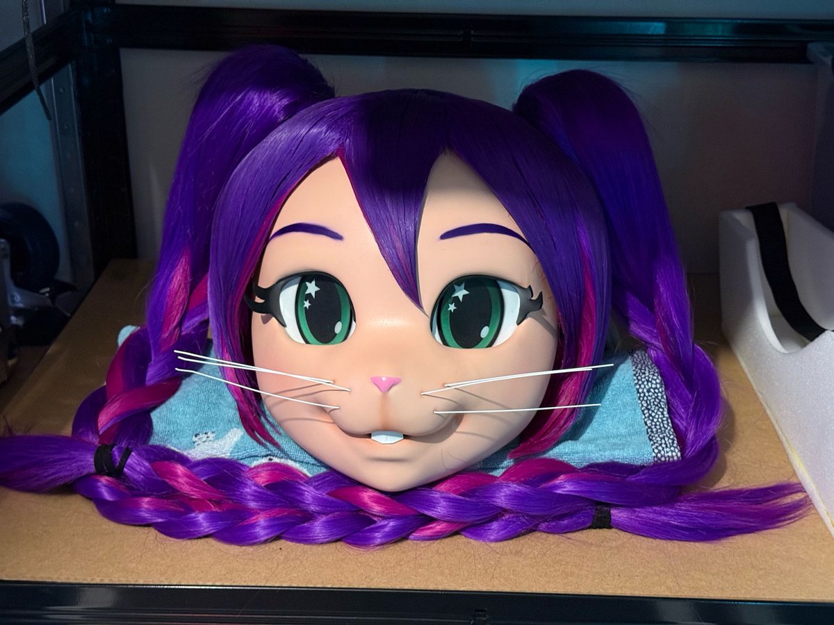Polytherian's tweet image. My mouse, Indigo, has had a new hair, as her previous hair was big, difficult to manage &amp;amp; getting caught in the zip. 

She went to a specialist last week and now sporting a whole new hairdo!

She looks absolutely fabulous, and I can’t wait to transform into RaverRodent soon!￼