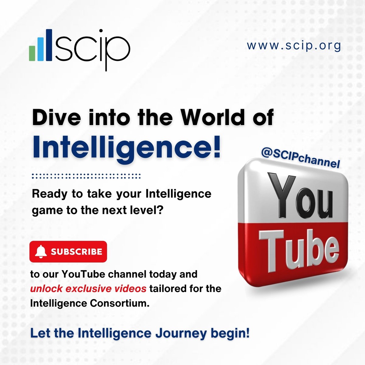 SCIPcommunity's tweet photo. 👉 Subscribe Today!
https://t.co/Az9dVF18bq
Gain exclusive access to engaging #videos meticulously crafted to deepen your understanding of intelligence. Don't miss out! Subscribe today and fuel your journey of Intelligence!
#SCIP https://t.co/E5brsNX5UC