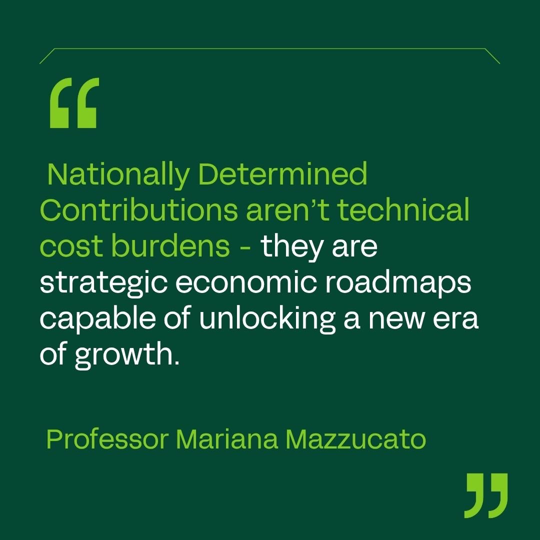 MazzucatoM's tweet image. Nationally Determined Contributions aren&apos;t just technical climate pledges—they&apos;re strategic economic roadmaps. When treated with high ambition, NDCs become levers for inclusive, innovation-led growth. Our new report from @ClimateCrisisAG shows how to embed climate action at the…