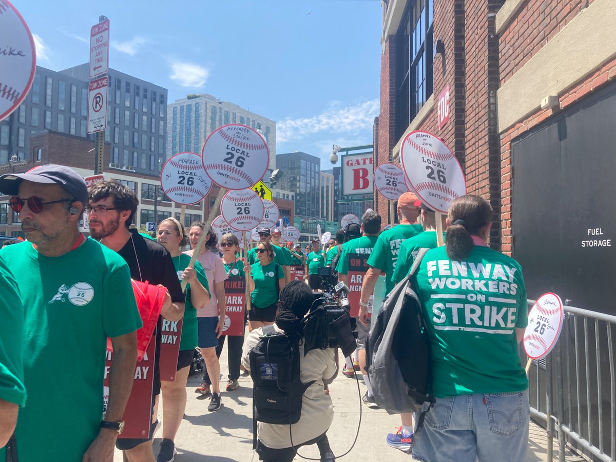 UNITE HERE Local 26 (@unitehere26) on Twitter photo Breaking: Hundreds of <a href="/Aramark/">Aramark Corporation</a> workers employed <a href="/fenwaypark/">Fenway Park</a> & @MGMMusicHallare striking for living wages, guardrails on technology, and R-E-S-P-E-C-T! <a href="/RedSox/">Red Sox</a> Nation, let’s stand up for our workers! Breaking: Hundreds of <a href="/Aramark/">Aramark Corporation</a> workers employed <a href="/fenwaypark/">Fenway Park</a> & @MGMMusicHallare striking for living wages, guardrails on technology, and R-E-S-P-E-C-T! <a href="/RedSox/">Red Sox</a> Nation, let’s stand up for our workers!