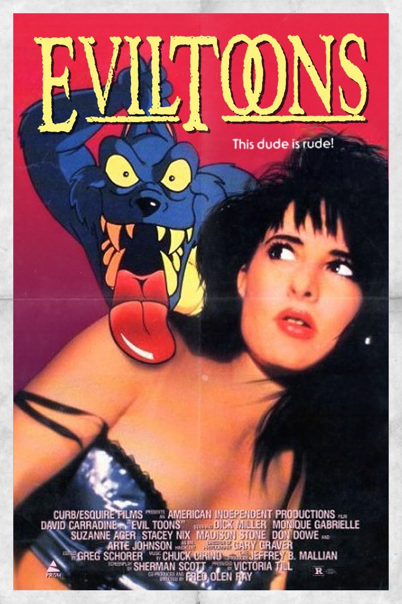 EugWSerra's tweet photo. On October 21, 1991, Evil Toons was released! #EvilToons #DavidCarradine
#MoniqueGabrielle #MadisonStone #StaceyNix #DickMiller #FredOlenRay https://t.co/2ho98GggvV
