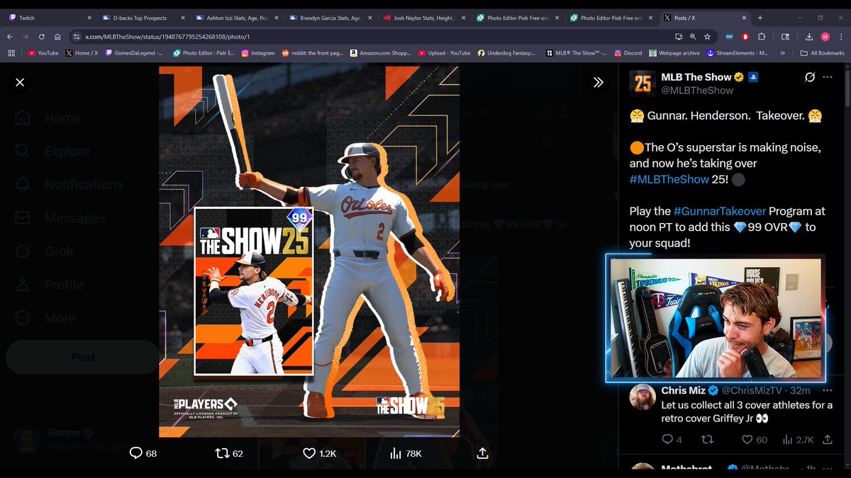 GomesDaLegend's tweet image. IT IS TIME
6TH INNING PROGRAM
WEEKEND CLASSIC
SPOTLIGHT PROGRAM
GUNNAR HENDERSON TAKEOVER
same gomer
LIVE ON THE PURPLE STREAMING SERVICE twitch.tv/gomesdalegend