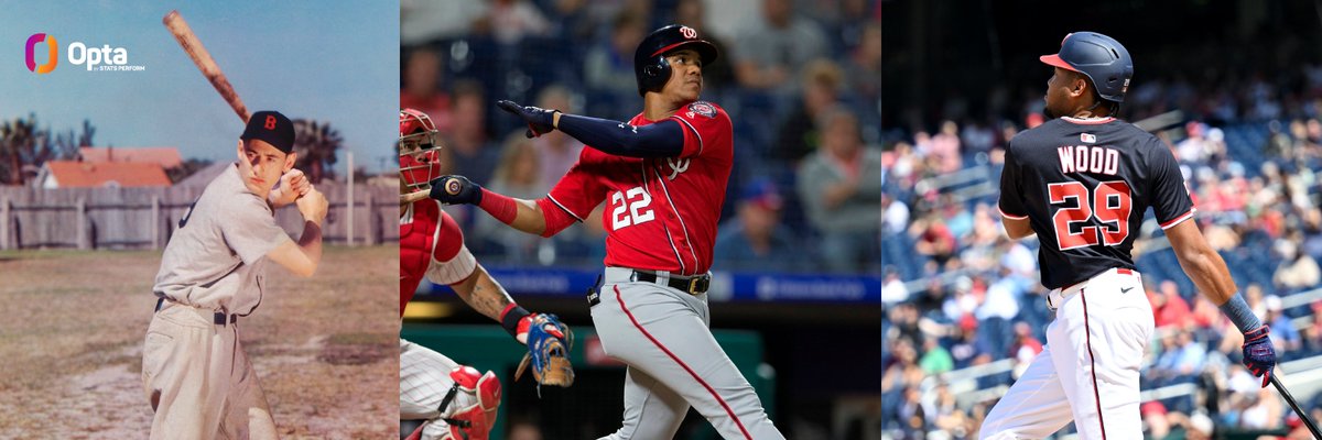 OptaSTATS's tweet photo. Through 180 career games, James Wood of the @Nationals has walked 101 times while hitting 110 singles, 34 doubles and 33 home runs. 

The only other MLB players in the modern era to reach those marks through 180 games are Ted Williams and Juan Soto. https://t.co/K7imlgOEJb
