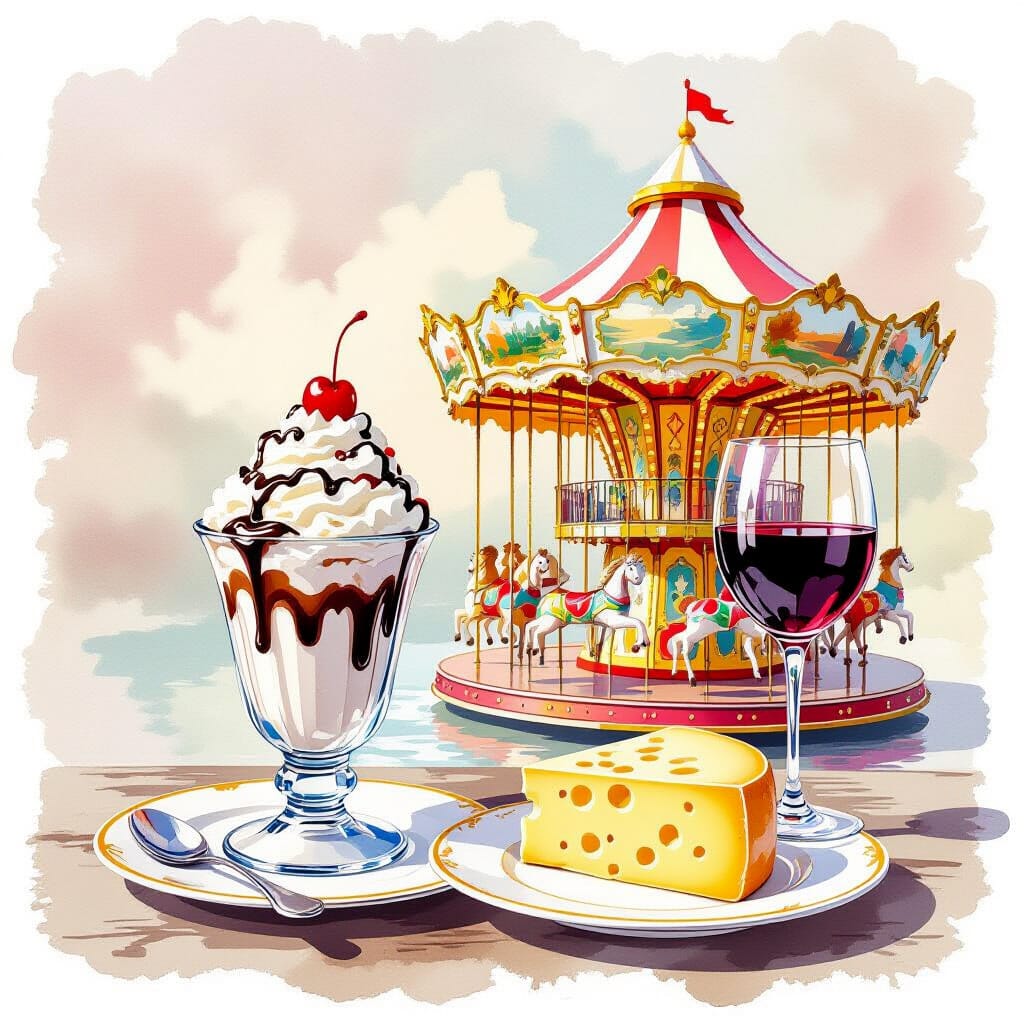 TaylorRGrayAuth's tweet image. Happy Hot Fudge Sundae Day, Wine and Cheese Day, and Carousel Day Everyone!
#hotfudgesundaeday #wineandcheeseday #CarouselDay #dailyholidays
Image by Hi Dream Fast I1 AI at creator.nightcafe.studio