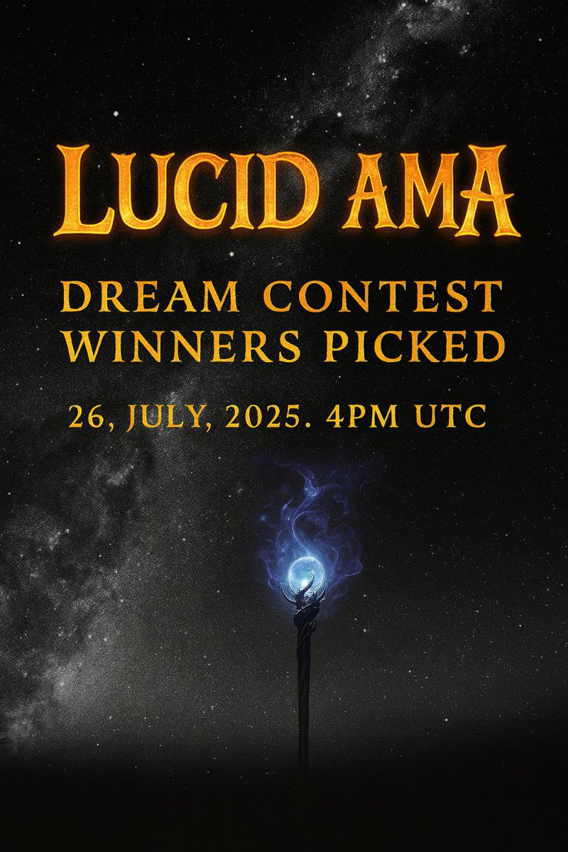 lucidcoin_xyz's tweet image. Join us tomorrow for a live AMA as we announce the winners of the Dream Art Contest and explain the next big event, the Precognitive Dreaming Competition.
Saturday at 4PM UTC here: