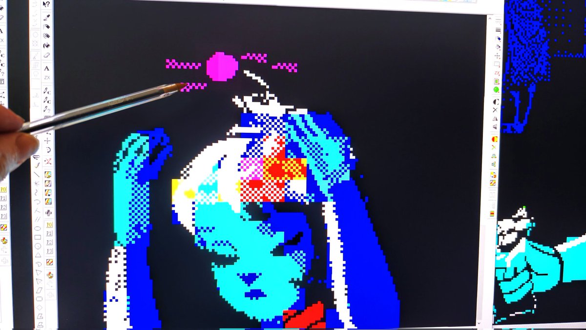 sequentiasoft's tweet image. Explicándole a un viejo amigo de la facultad de bellas artes algunos efectos visuales para spectrum que suplan las dinámicas animaciones de la serie.
¡Qué buen verano estoy pasando!
Sigo adelante.
#Odyssey31 #tribute #zxspectrum