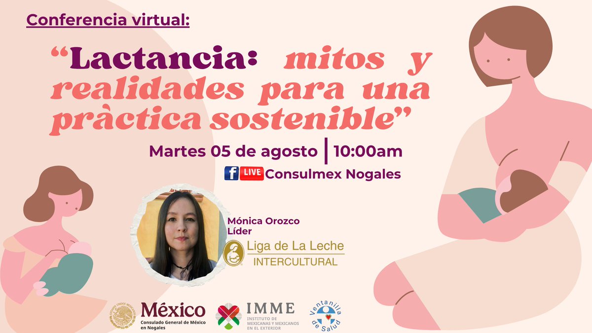 ✨☝🏻En el marco de la Semana Mundial de la Lactancia Materna🧑🏻‍🍼, únete a nuestra próxima charla virtual “Lactancia: mitos y realidades para una práctica sostenible” 🍼🤱🏼

🗓️Martes 5 de agosto 
🕙10:00am
📲Consulmex Nogales

¡Te esperamos!🙌

#VDS