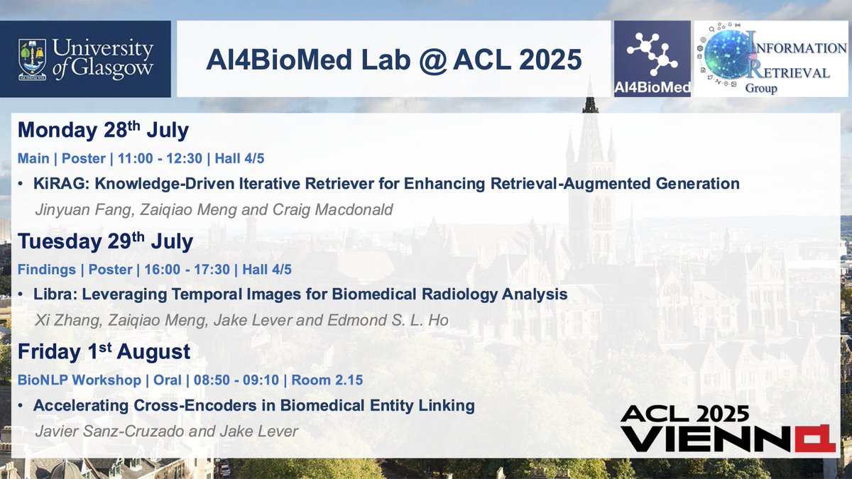 _xizhang's tweet image. Heading to #ACL2025 this weekend โ Vienna, here we come! ๐ฆ๐น
Excited to share that the AI4BioMed Lab (led by @mengzaiqiao & @jakelever0) has three papers accepted this year! ๐
Come chat with us at the conference ๐
w/ @JinyuanF, @_xizhang, and @JavierSanzCruza ๐ฌ
๐ฎ Also, I'llโฆ