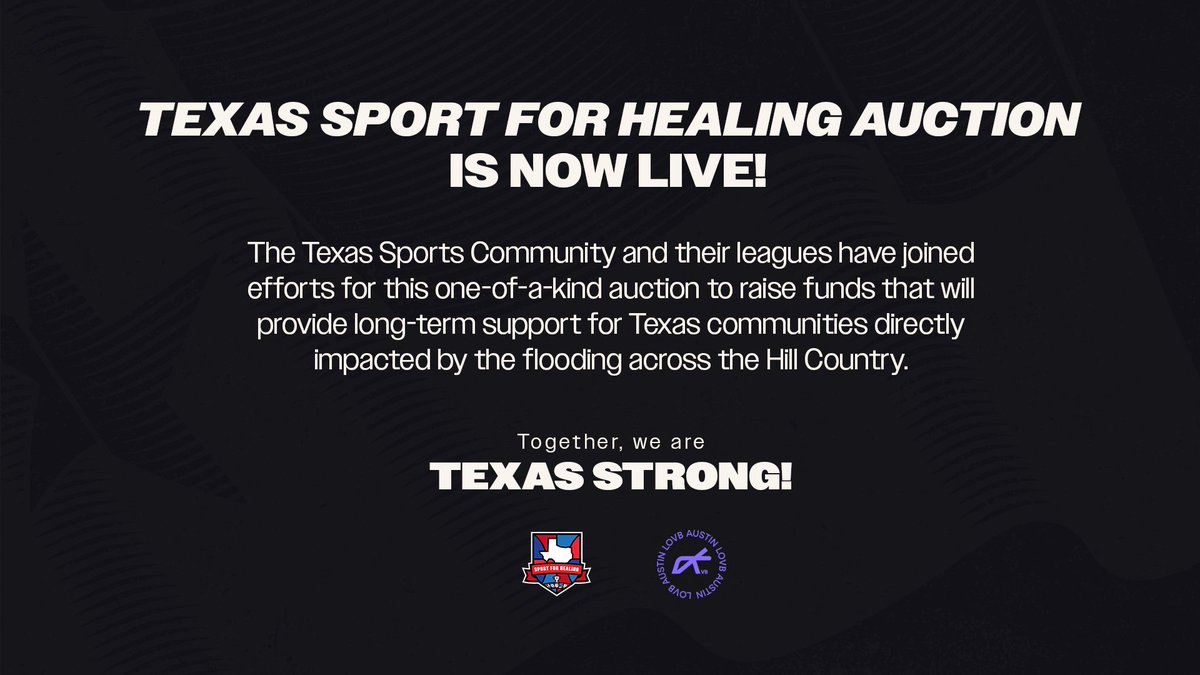 Support Central Texas flood relief 💜
Bid on 4 LOVB Austin tickets + a signed Logan Eggleston jersey.

All proceeds go to the Texas Sport for Healing Fund.
Auction ends Aug 8! Link here: sportforhealingauction.ggo.bid/bidding/packag…