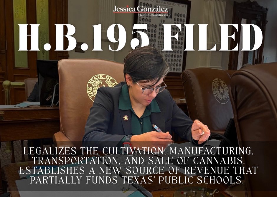 jessicafortexas's tweet photo. Yesterday, I filed House Bill 195, which aims to create a comprehensive regulatory framework for cannabis and cannabis products in Texas. As an alternative to SB5, HB195 is a bill crafted to help our veterans and neighbors live their lives. Help support HB195, a bill Texans want and deserve!👏

#txlege