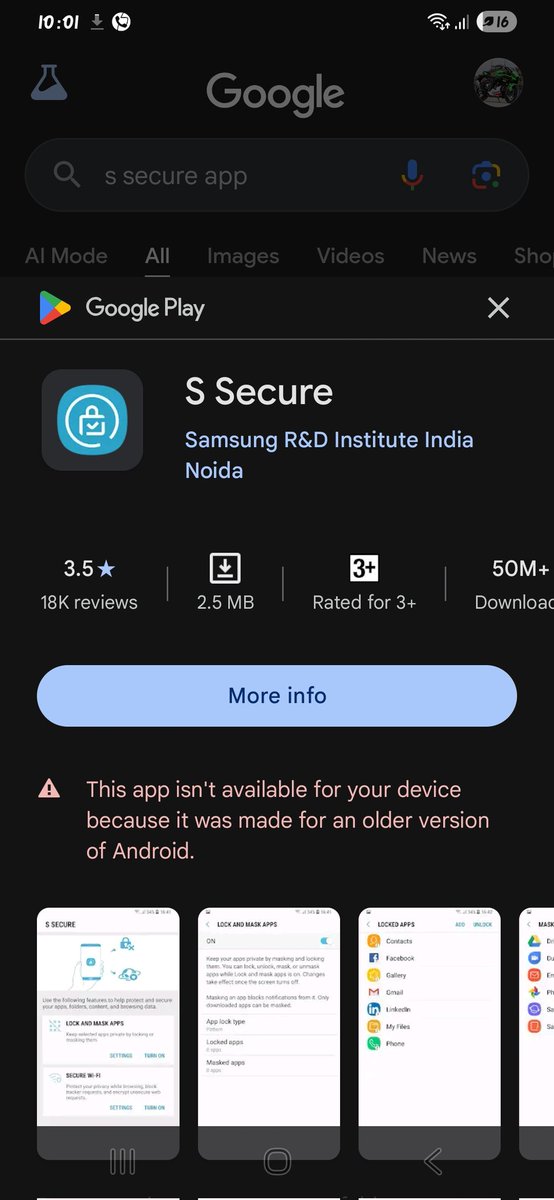 dasanup9064's tweet photo. Dear @SamsungIndia would like to request the return of the S Secure app, which was previously available on Samsung devices. While the Secure Folder app is stillpresent, it does not offer the same user-friendly experience or features that S Secure provided.(1/2) https://t.co/SscO2RzGmy
