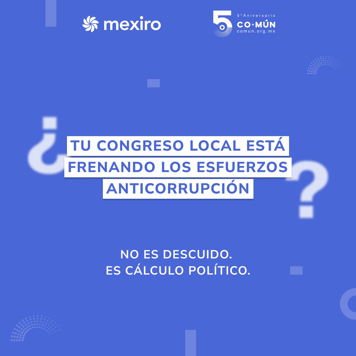 📣 ¿Quién protege la corrupción en tu estado?

Cuando los Congresos locales bloquean las designaciones, no están siendo omisos… están asegurando que nadie los vigile.