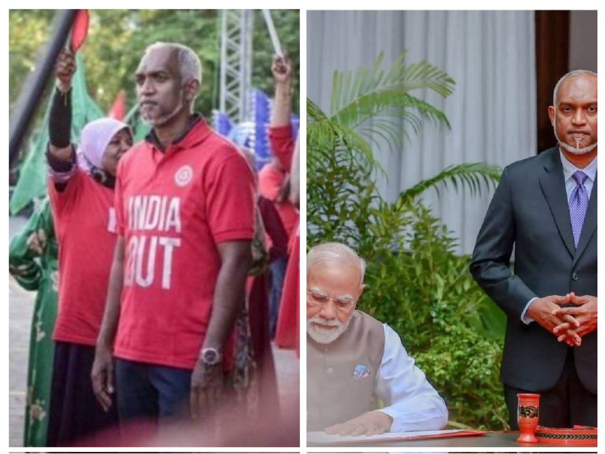 From chanting anti-India, anti-Modi slogans to rolling out the red carpet, the Maldives President's journey has come full circle.