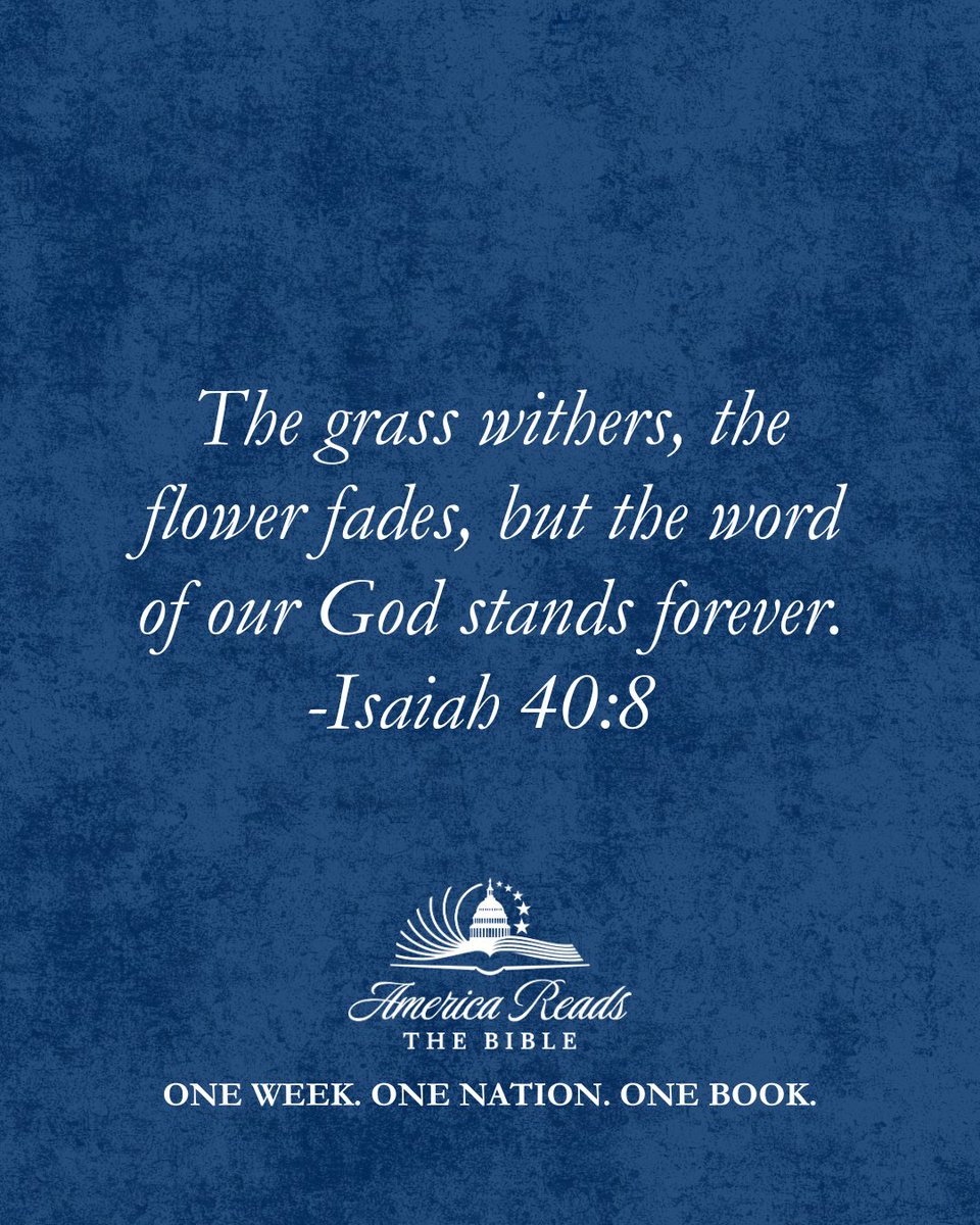 AmericaRTBible's tweet image. “The grass withers, the flower fades, but the word of our God stands forever.” -Isaiah 40:8 (NKJV)
#AmericaReadsTheBible
