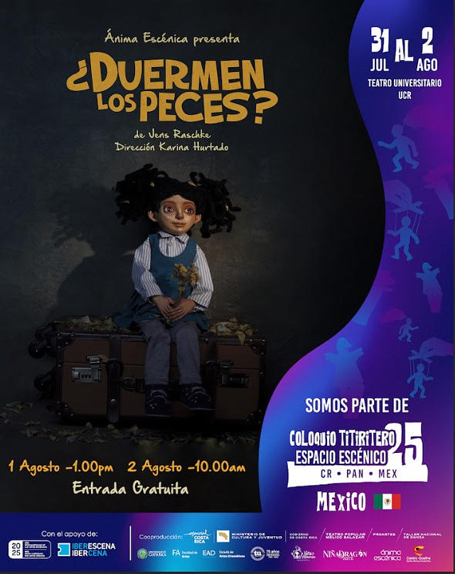 ¿Duermen los peces?, del dramaturgo 🇩🇪 Jens Raschke, en el Coloquio Titiritero en San José. Obra para niñxs a partir de los 8 años, que trata la pérdida y el duelo.

🗓1 de agosto, 1 pm y 2 de agosto, 10 am.
📍 Teatro Universitario, UCR.
🎟 Entrada gratuita

<a href="/GI_Mexiko/">Goethe-Institut Mexiko</a>