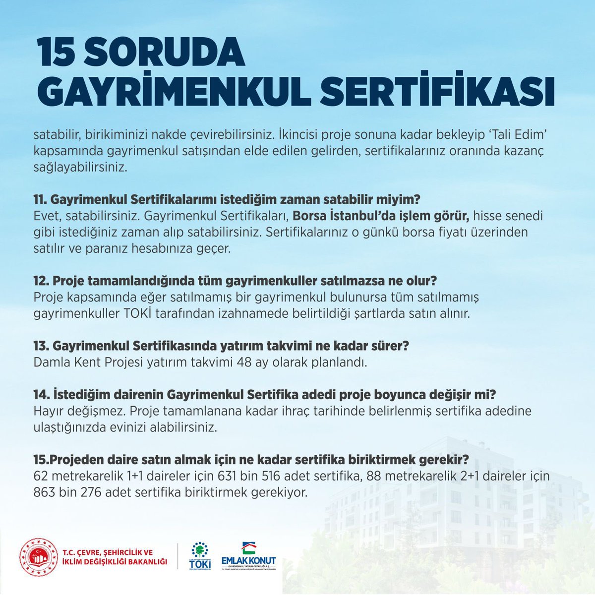 Bildiğim konular dışında fikir yürütmekten kaçınırım.
Ancak zihnimde hep “Keşke olsa” dediğim bir adım bugün hayata geçti.

Bugün açıklanan “Gayrimenkul Sertifikası” uygulamasının:
1.Yatırım,
2.Tasarruf,
3.Ve konut sahibi olma imkânı açısından
son derece