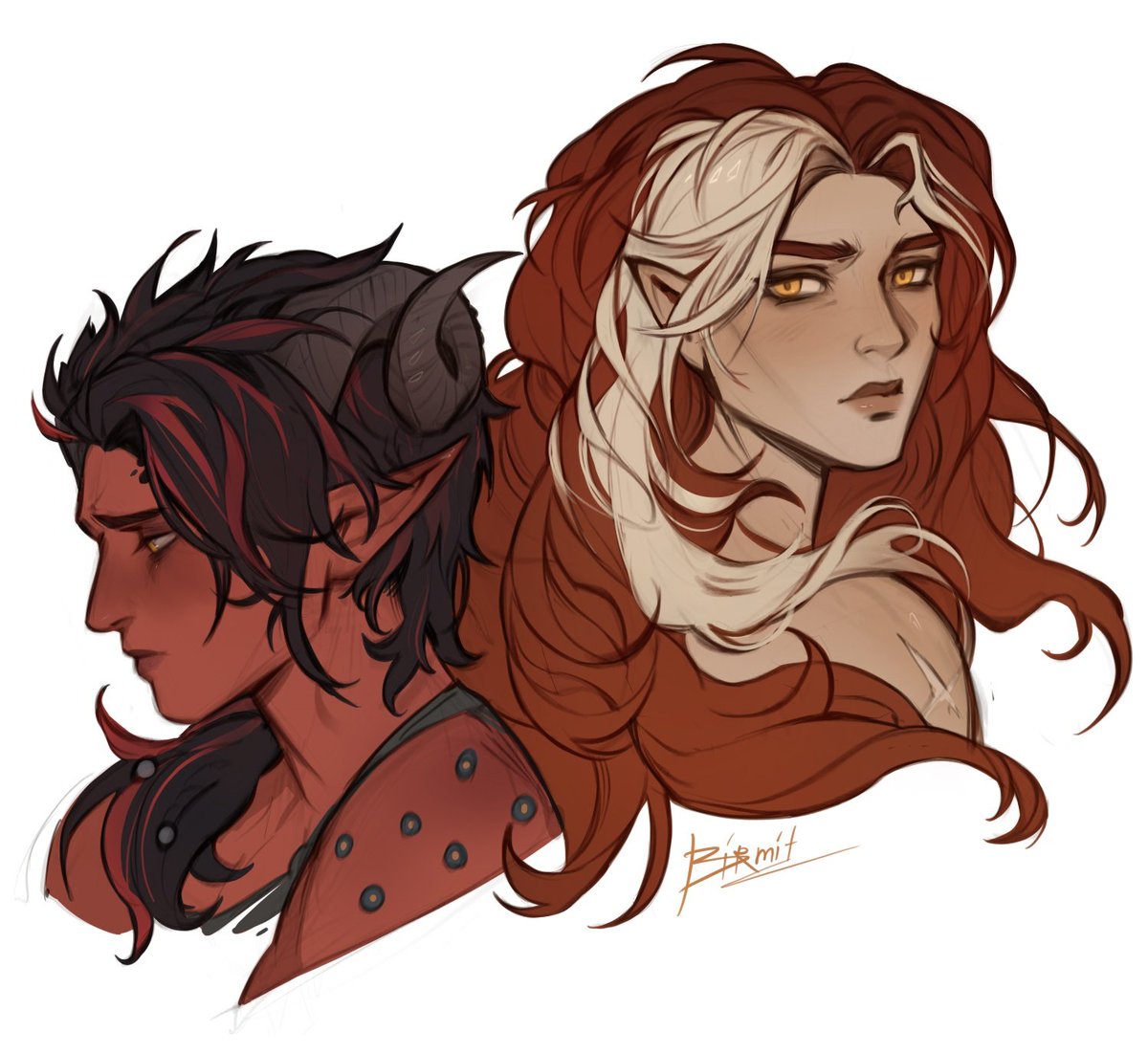 Birmit_C's tweet image. Emmy &amp;amp; Karlach sketch 🧡

#bg3