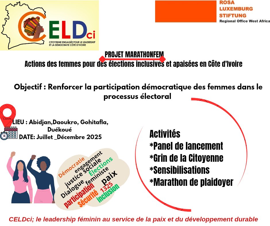 Bientôt, la CELDci amplifie la voix des femmes avec le projet MarathonFEM avec l'appui de la <a href="/RLS_dakar/">RLS Dakar</a> .
#Justice sociale 
#élections inclusives
#2025