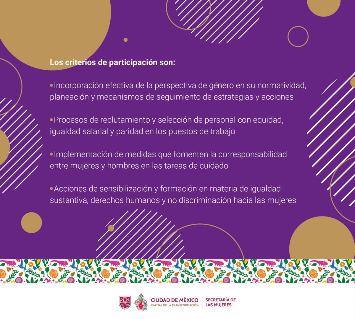 SeMujeresCDMX's tweet image. ¡Súmate a la construcción de una #CapitalDeLaTransformación más inclusiva e igualitaria! ⚖️💜🩵
Invitamos a organizaciones e instituciones públicas o privadas a obtener el "Distintivo de Igualdad entre Mujeres y Hombres de la Ciudad de México" 2025:semujeres.cdmx.gob.mx/storage/app/me…