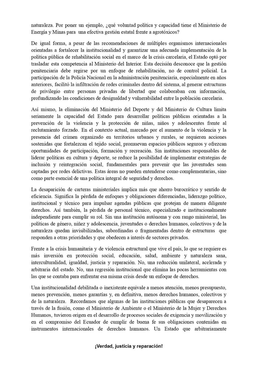 DDHH_Alianza's tweet photo. 🚨 La fusión/desaparición de instituciones—incl. ministerios—es retroceso y compromete el cumplimiento de ddhh, colectivos y de la naturaleza. Vulnera más a personas, comunidades y territorios ya afectadas.

#DefiendoDerechosDefiendoLaVida
#MujeresContraElAjuste
#LeydeIntegridad https://t.co/TdwXEQwIW8