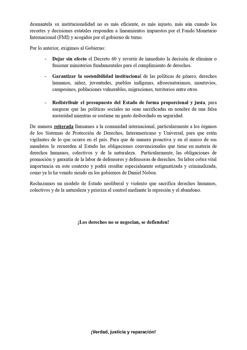 🚨 La fusión/desaparición de instituciones—incl. ministerios—es retroceso y compromete el cumplimiento de ddhh, colectivos y de la naturaleza. Vulnera más a personas, comunidades y territorios ya afectadas.

#DefiendoDerechosDefiendoLaVida
#MujeresContraElAjuste
#LeydeIntegridad