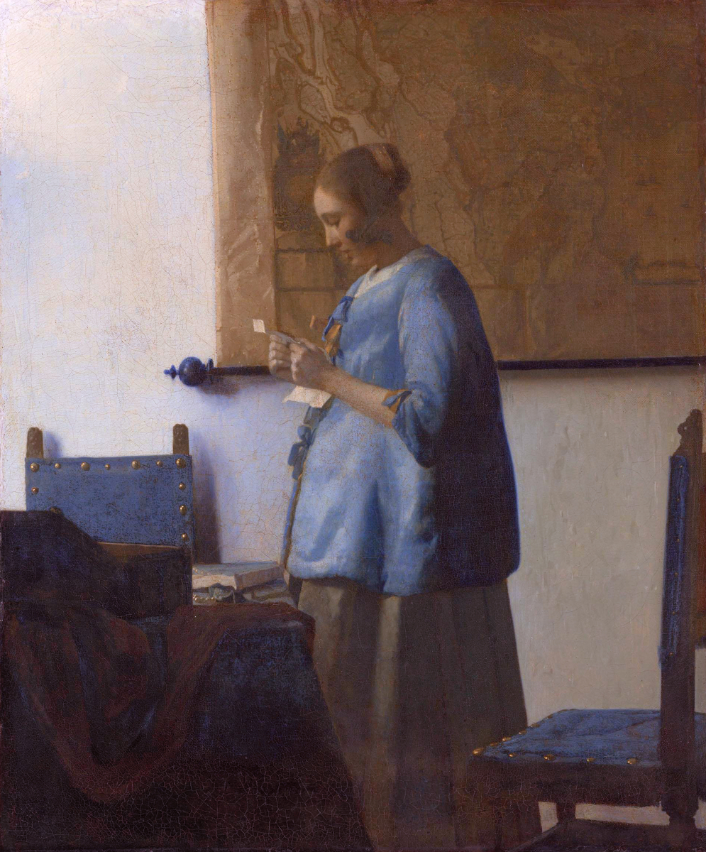 ArtistVermeer's tweet image. Woman reading a letter (Woman in Blue Reading a Letter)
