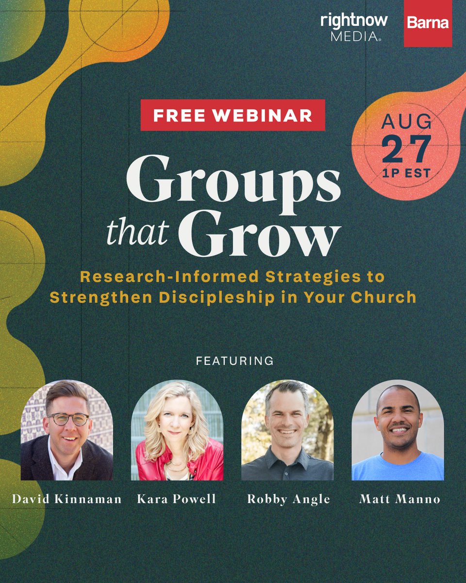 RightNowMedia's tweet image. ❗New @BarnaGroup research reveals what’s working—and what’s missing—in small today's groups.
Church leaders, join us for a free webinar on August 27 to explore the data and get practical strategies for stronger discipleship.
👉 Register: rnow.me/groups-webinar