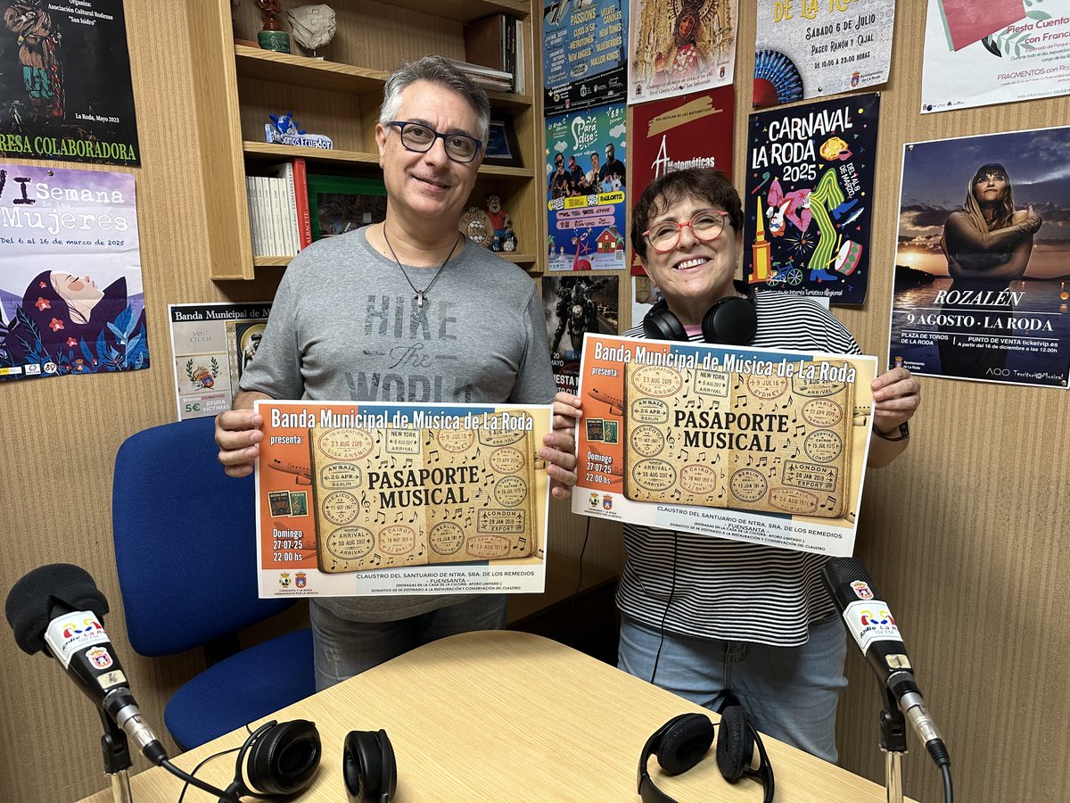 El Claustro del Santuario de Nuestra Señora de los Remedios en Fuensanta volverá a abrir sus puertas a la Banda Municipal de Música de La Roda para ofrecer el concierto “Pasaporte Musical".

Petri González entrevista a su director, Lorenzo Carrilero.

🔊 radiolaroda.com/concierto-pasa…