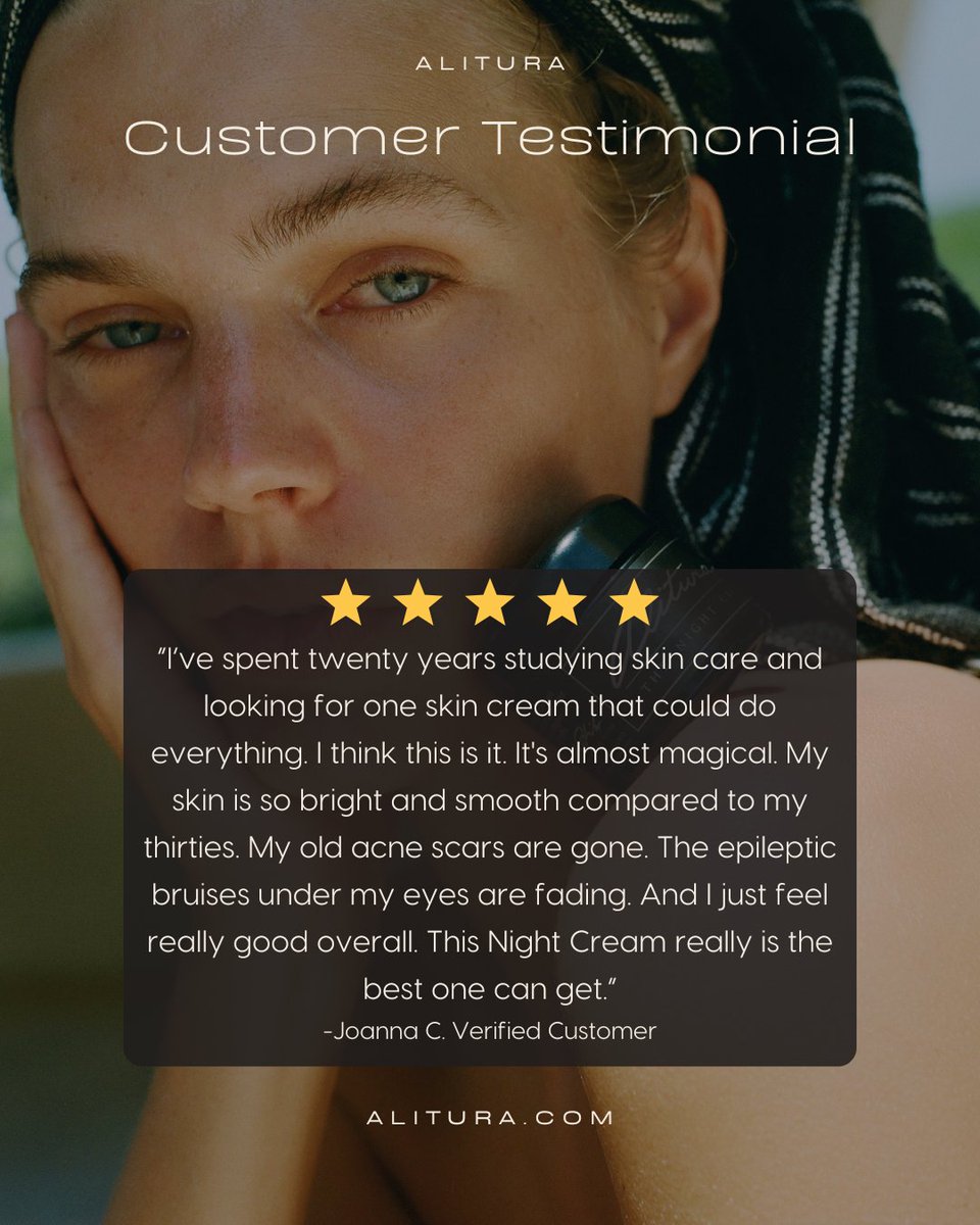 alituranaturals's tweet image. Joanna spent two decades searching for a night cream that could truly deliver—one that would nourish, heal, and restore on a deeper level. She finally found it in Alitura.

#SkinHealing #BotanicalBeauty #RealResults #CleanSkincare #SkincareTransformation #GlowWhileYouSleep