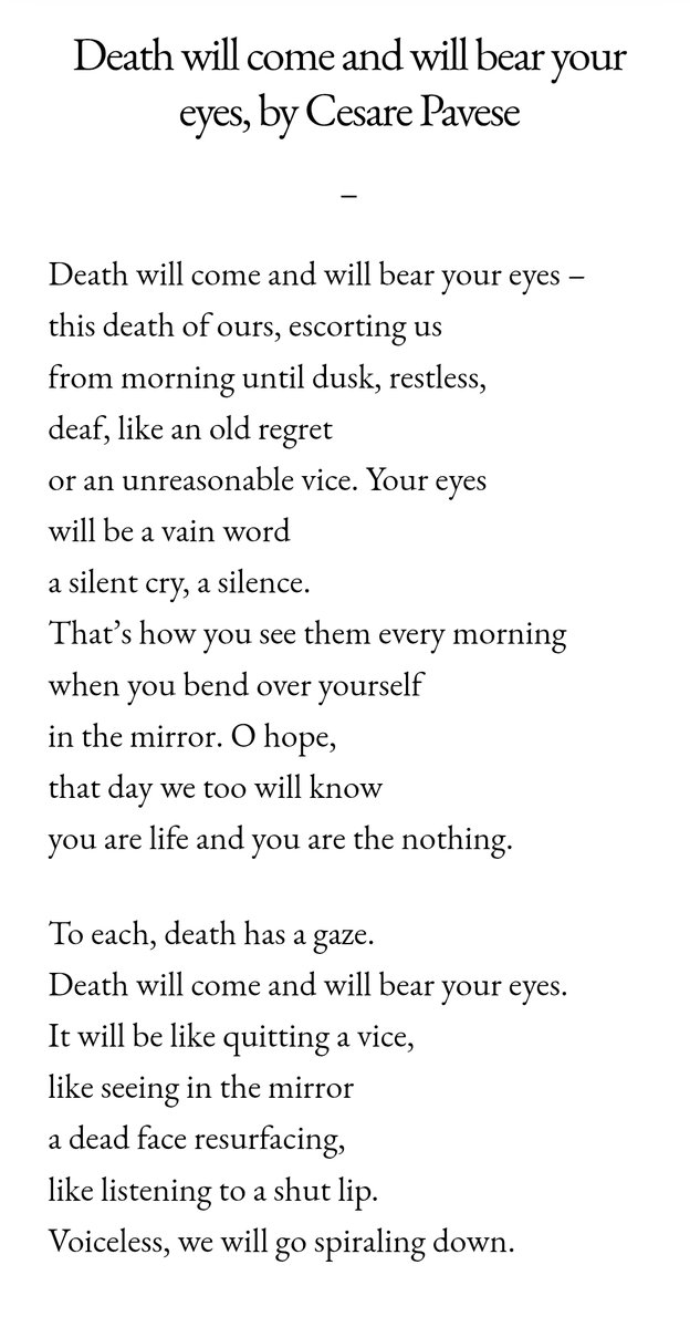 enrinacher's tweet image. Vendrá la muerte y tendrá tus ojos, en inglés