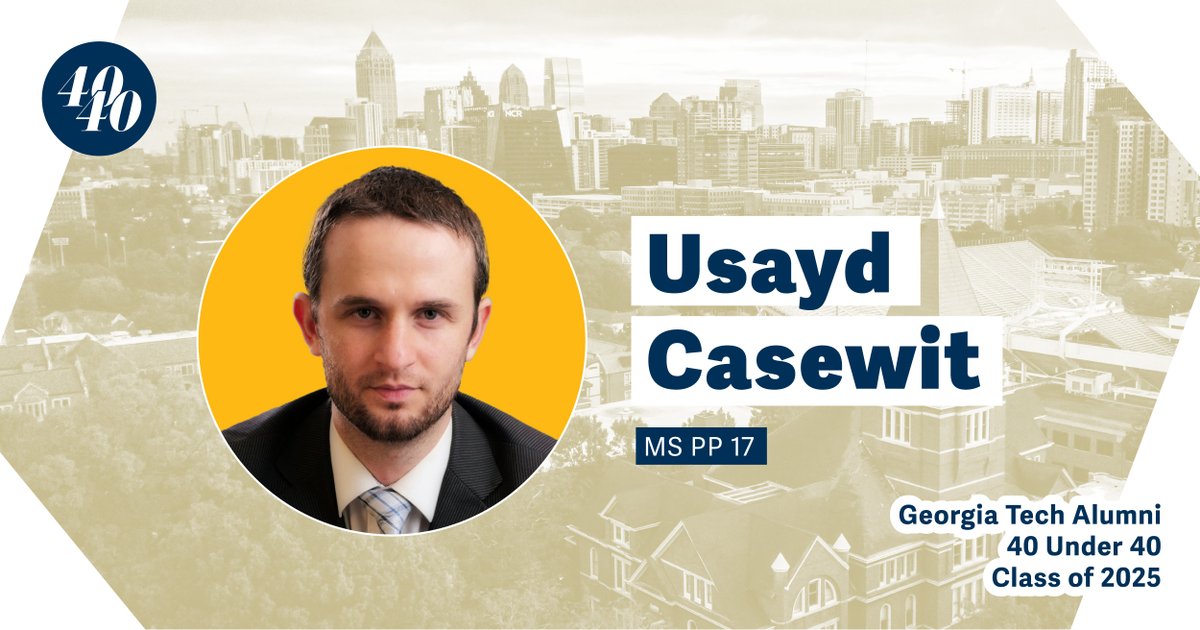 sppgatech's tweet image. Congrats to Usayd Casewit MS PP 17 (Team Facilities Officer at FIFA) on landing a spot on @gtalumni's 2025 class of 40 Under 40! bit.ly/4lQYw8G