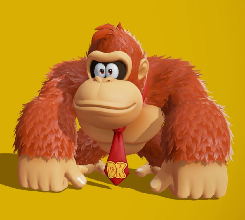 Zombey's tweet image. Omg, ich dachte, ich bilde mir ein, dass DK irgendwann einfach mehr Orange wurde. Aber das hängt mit der Bananza-Anzeige zusammen – wenn die voll ist, ändert sich die Fellfarbe! (Also immer lol)