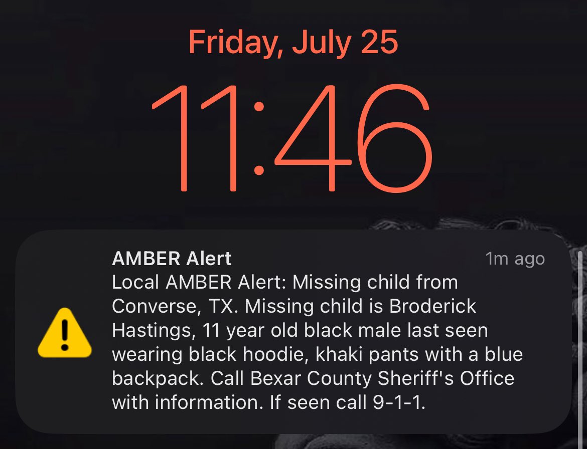 BREAKING: Amber Alert issued for Converse, Texas.

Keep an eye out for 11-year-old Broderick Hastings.  

<a href="/KVUE/">KVUE News</a>