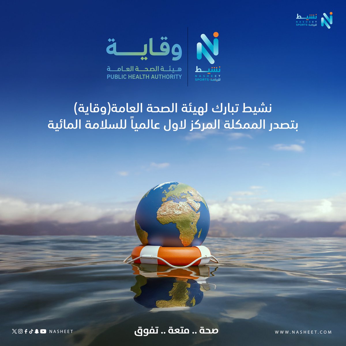 تصدر المملكة عالميًا في السلامة المائية يُترجم رؤيتها في تعزيز جودة الحياة، وهو ما يتقاطع مباشرة مع برنامج (نشيط) في بناء بيئة رياضية آمنة وصحية. فكما رفعت المملكة معايير الإنقاذ، تسعى نشيط لرفع وعي المجتمع بأساليب ممارسة الرياضة الآمنة، في تكامل يُجسّد روح رؤية 2030.
#خلك_نشيطً