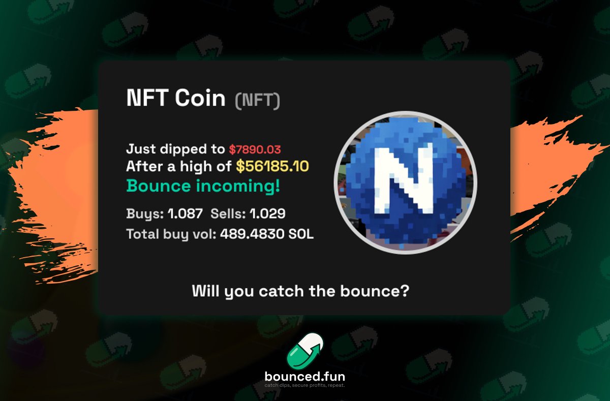 bounced_fun's tweet photo. 🚀 $NFT is gearing up for a major bounce!

Dipped to $7890.03 after a peak of $56185.10.

Total buy vol surging at 489.4830 SOL.

CA: 7wXHNFv9pD9e2eD1Jc5jYjUvg1nAAxQXM6AwxjgPbonk

Eyes on the prize with bounced. Will you catch the bounce? https://t.co/NZXTO94R9l