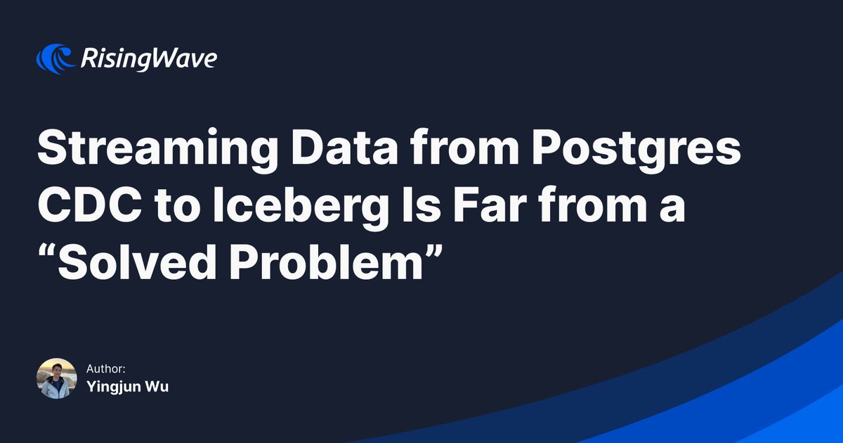 ⚡️Streaming data from Postgres to Iceberg is far from simple. 
Read <a href="/YingjunWu/">Yingjun Wu 🚀</a>'s blog to learn how RisingWave tackled the problem (and helped <a href="/Siemens/">Siemens</a>🤝) by unifying CDC capture, stream processing, and Iceberg writes into a single system: risingwave.com/blog/postgres-…