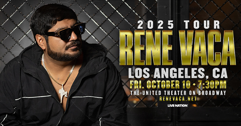 Rene Vaca is  coming to the United Theater on Broadway on October 10th! Tickets are on sale NOW!🎶