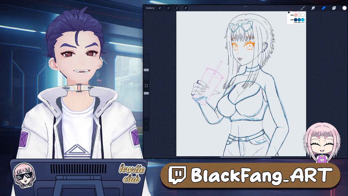 I’m live ✌️
Working on the Momoko merch piece — let’s get these lines clean 🖤
#Vtuber #WAXFAM
