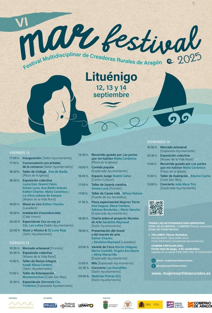 Nota de prensa "Mar Festival 2025", Festival Multidisciplinar de Creadoras Rurales de Aragón, que tendrá lugar del 12 al 14 de septiembre en Lituénigo, ayuntamiento perteneciente a la Comarca de Tarazona y El Moncayo.