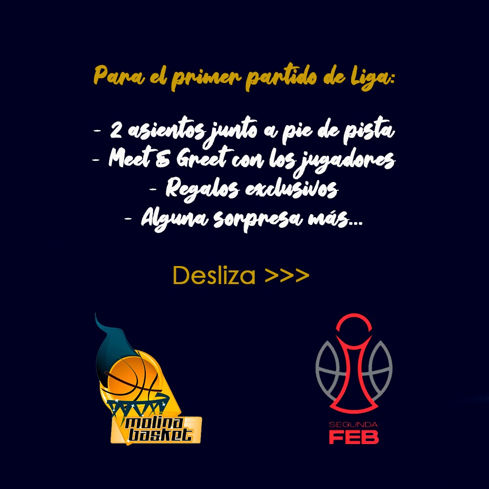 molinabasket's tweet image. 🎁 ¿Te imaginas vivir un partido de Segunda FEB como un auténtico VIP?
Pues esta temporada en Molina Basket… puede pasar. 👀🔥

Todos los que se hayan abonado hasta el 31 de julio entrarán en el sorteo (1 agosto) de una EXPERIENCIA VIP para dos personas.

&amp;gt;&amp;gt;