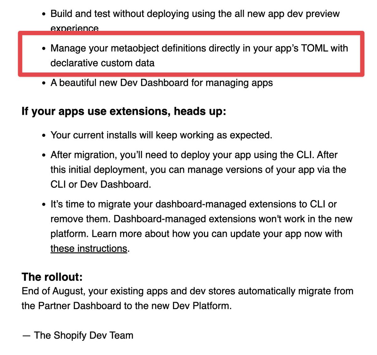 matthewsmith's tweet image. Looks like the new Shopify dev experience is coming by the end of August. Super excited about the ability to manage MOs in the TOML.