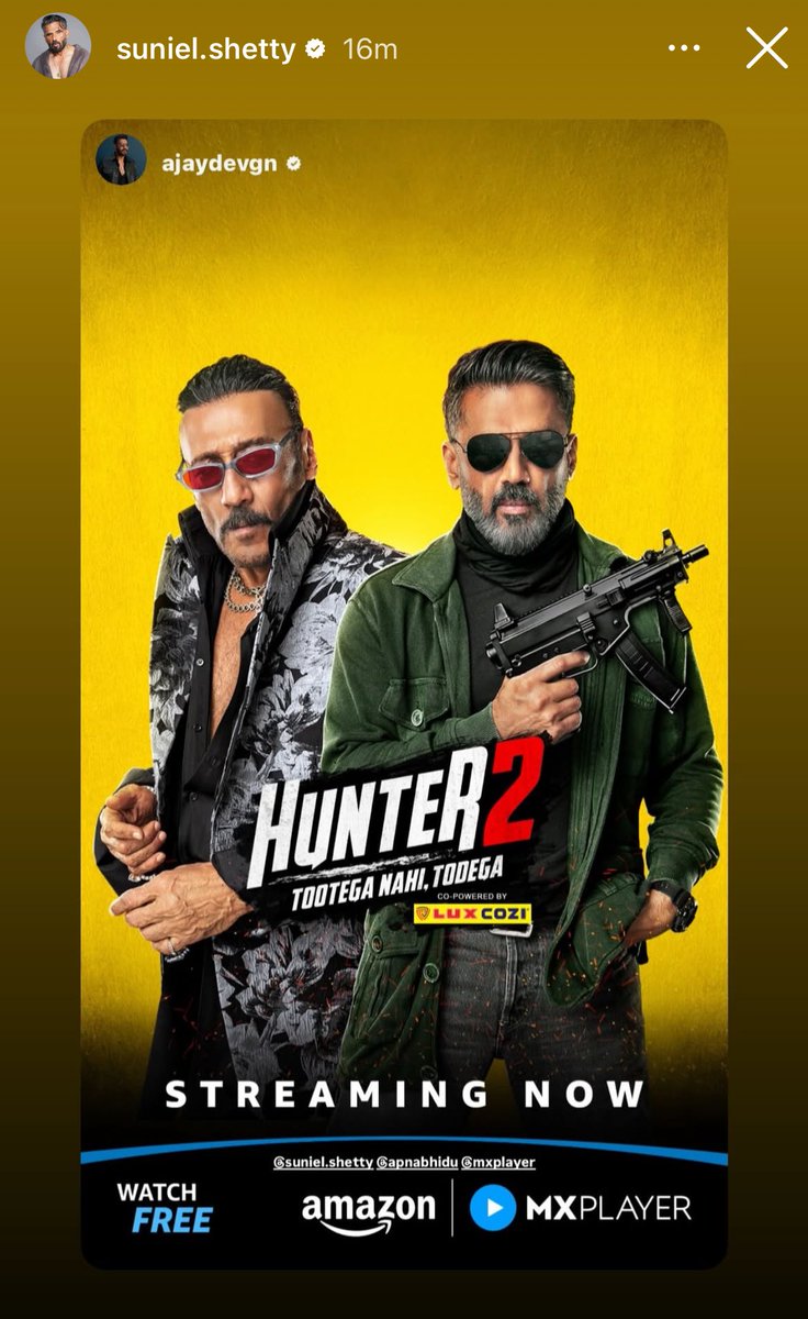 DalpatSunielian's tweet photo. Thank you @ajaydevgn sir ❤️🙏
@SunielVShetty sir #HunterS2 @amazonMXPlayer #SunielShetty https://t.co/Qca2j7chFd