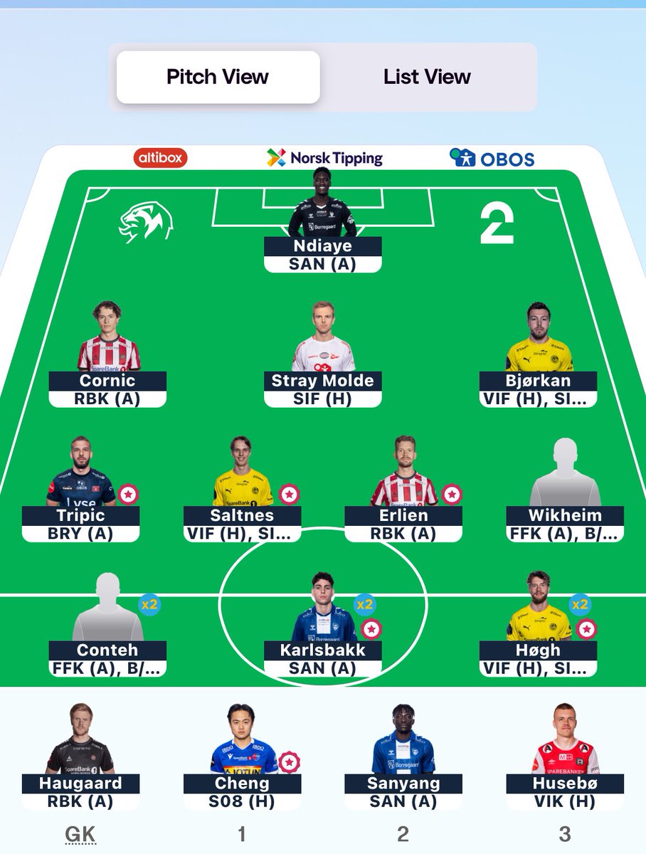 fpl_tactician's tweet image. DGW15 Team
Used all my 3FTs and decided to punt on the DGW but also thinking Godset do have FKH in 16.
Blomberg, Heggheim and Holten 鉃★笍 Wikheim
, Bjorkan and Conteh
AA activated as well!
1.8k OR
#esfantasy