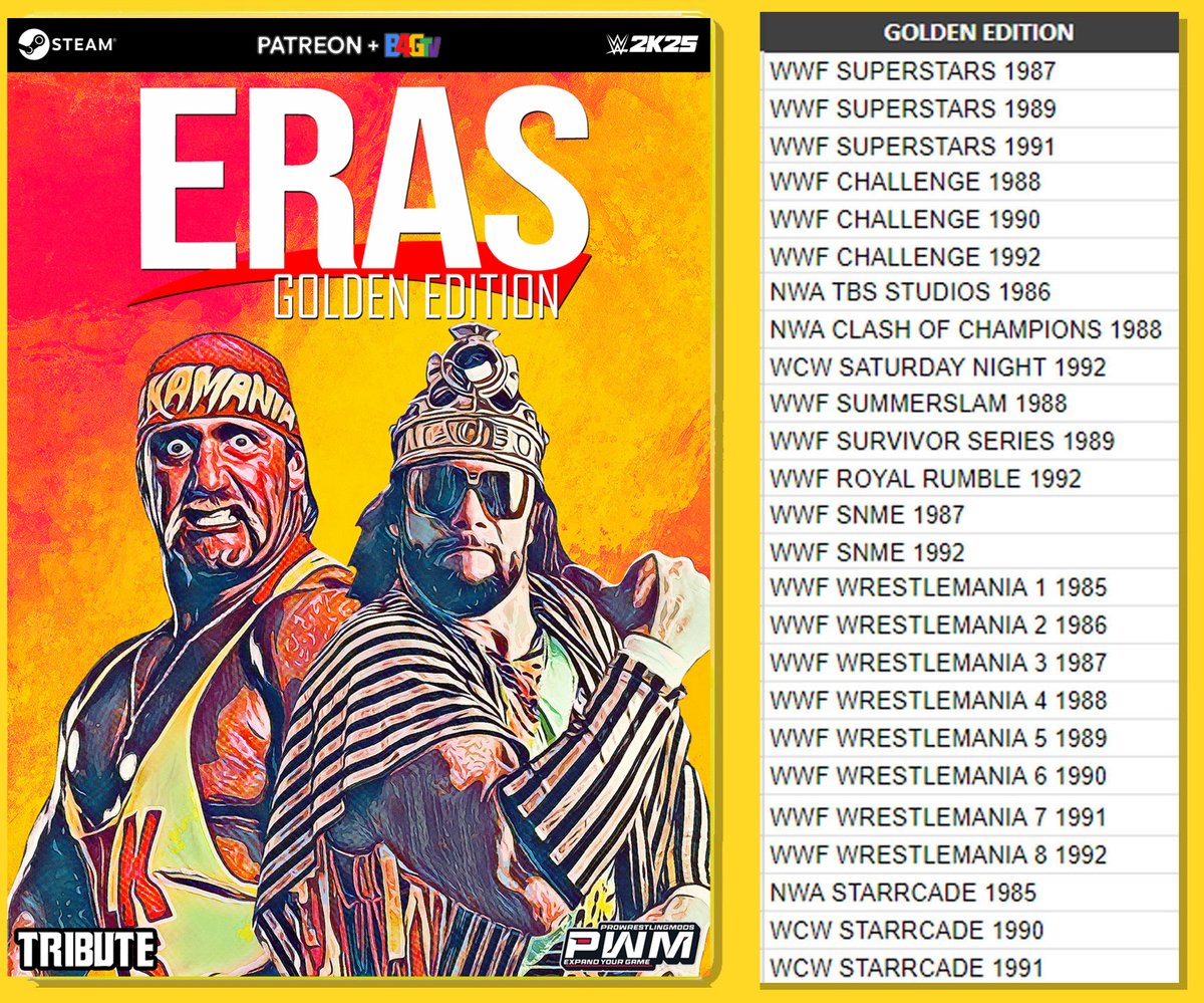 ERAS | Golden Edition🟡for #WWE2K25 
Releasing this a day early in honor of the Hulkster. 
EARLY ACCESS ▶ TONIGHT AFTER #SmackDown