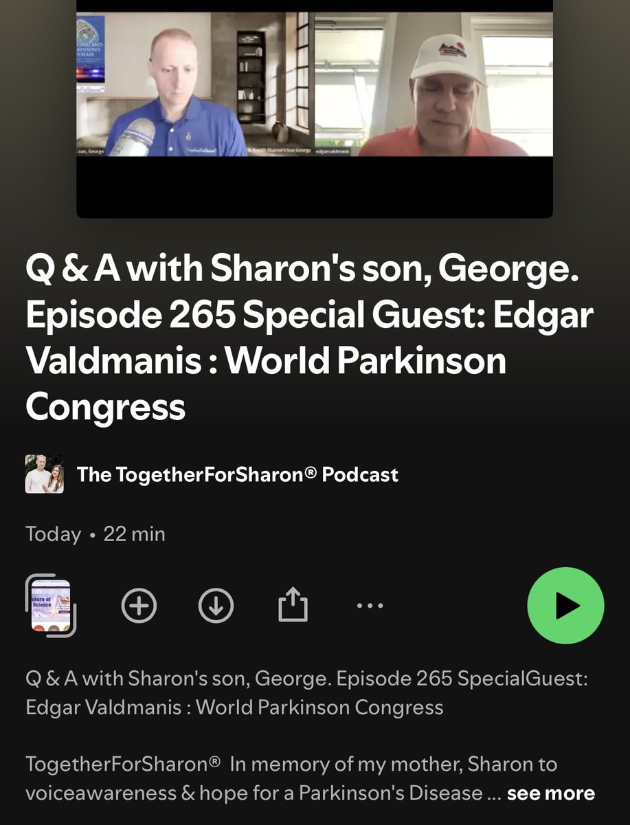 Q &amp; A with Sharon's son, George. Episode 265 Special Guest: Edgar Valdmanis : <a href="/WorldPDCongress/">WPC 2026</a> 

Listen to The TogetherForSharon® Podcast on Spotify  open.spotify.com/episode/4lu443…

TogetherForSharon® In memory of my mother, Sharon to voice awareness &amp; hope for a Parkinson's