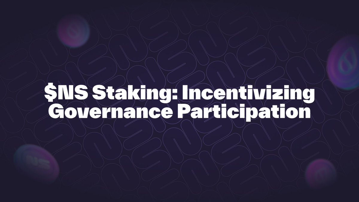 $NS native staking is coming 💧

Staking will be required to vote on proposals and participate in governance

Let's dive into what this means for your tokens, and how this shifts the balance of power into the hands of active participants 👇