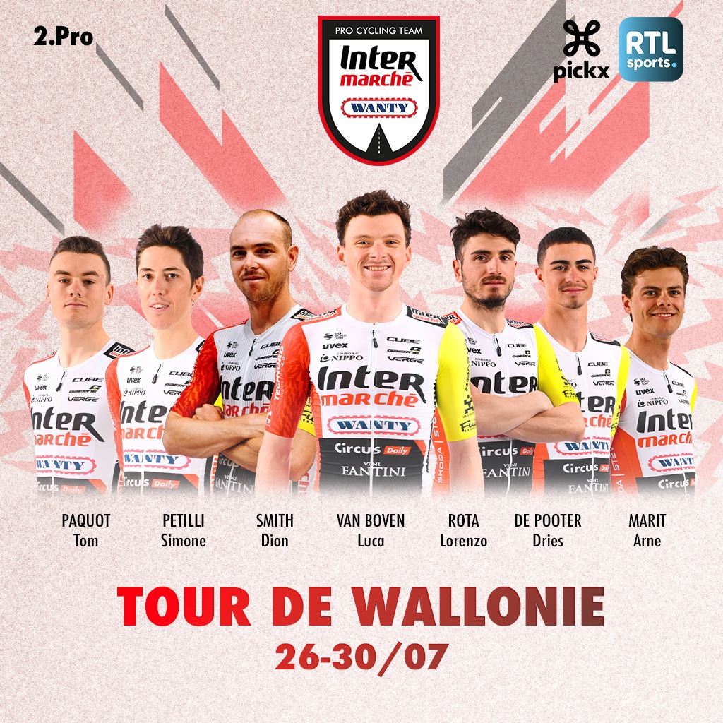 IntermarcheW's tweet image. New race begins in our home region with Tour de Wallonie 🇧🇪
🇧🇪 Dries De Pooter
🇧🇪 Arne Marit
🇧🇪 Tom Paquot
🇮🇹 Simone Petilli
🇮🇹 Lorenzo Rota
🇳🇿 Dion Smith
🇧🇪 Luca Van Boven
